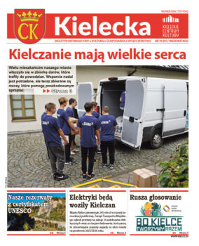 Grafika. Pierwsza strona biuletynu Kielecka nr 19. Tekst głowny: Kielczanie mają wielkie serca